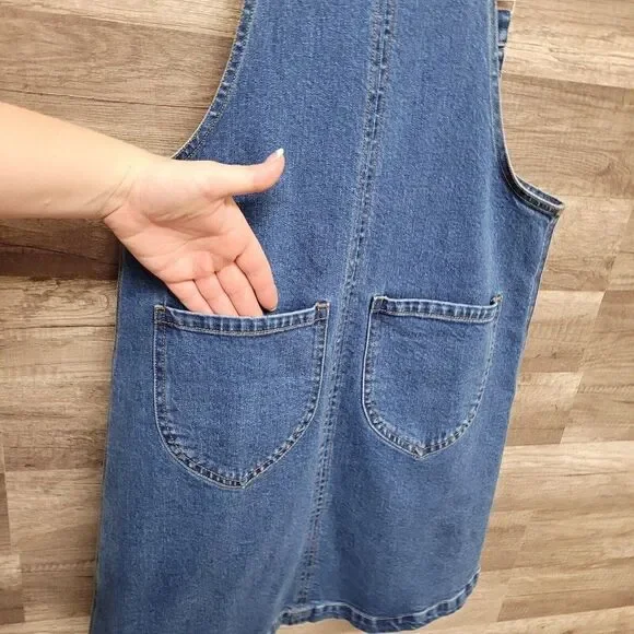Frank and Oak Pinafore Denim Overall‎ Jean Dress Blue Pockets Womens Size… - Picture 6 of 14